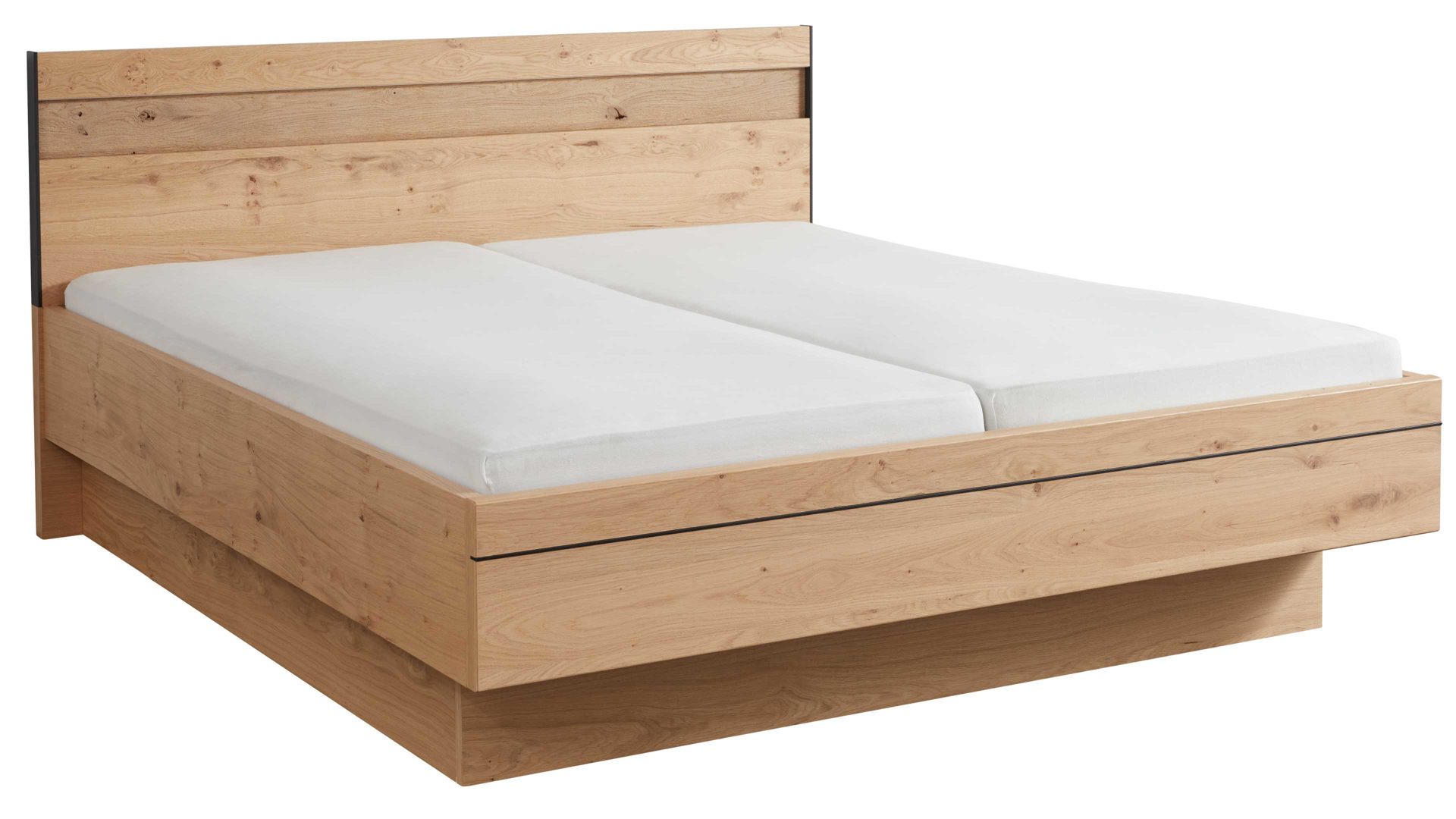 Bettgestell Interliving aus Holz in Holzfarben Interliving Schlafzimmer Serie 1024 – Bettgestell schwebend, Liegefläche ca. 160 x 200 cm - Balkeneiche