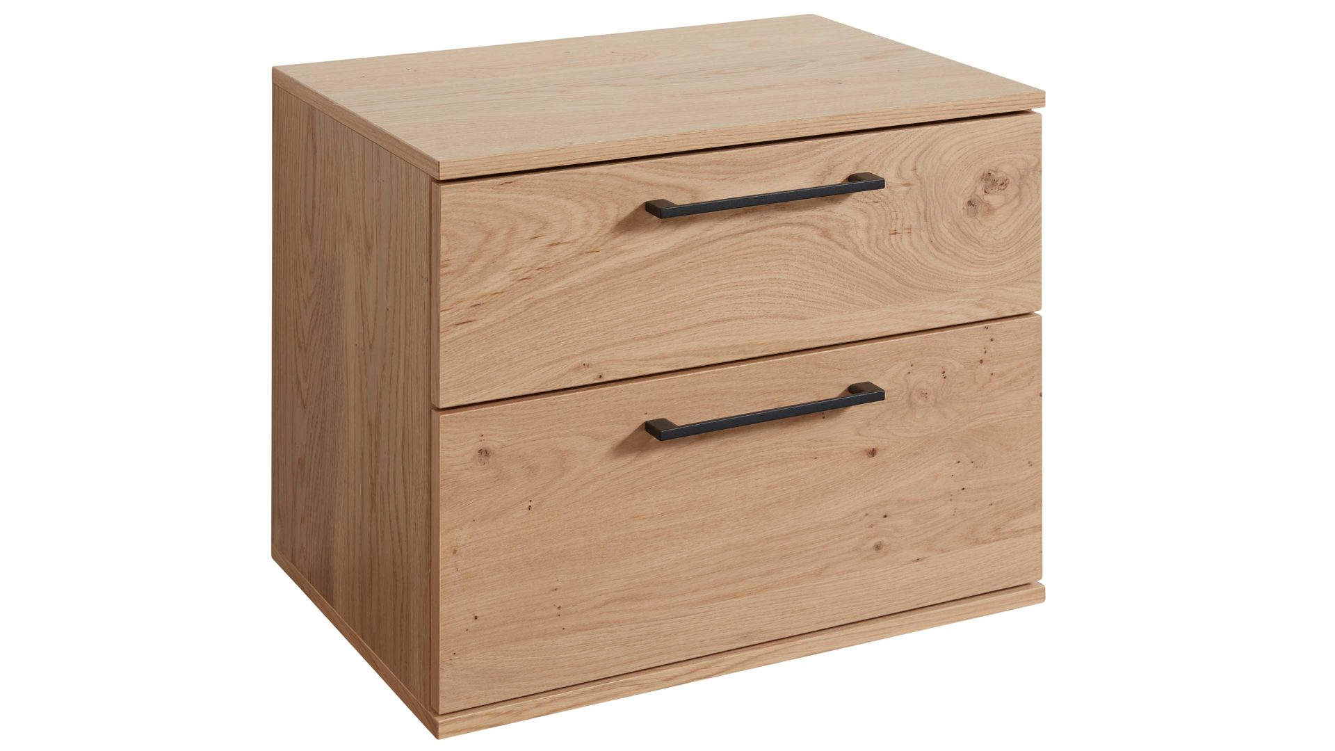 Nachtkommode Interliving aus Holz in Holzfarben Interliving Schlafzimmer Serie 1024 – Nachtkommode zwei Schubladen, Balkeneiche - Breite ca. 60 cm