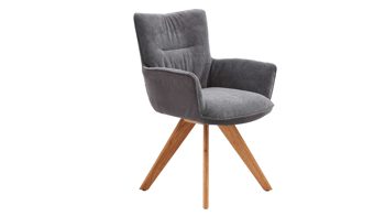 Polsterstuhl Interliving aus Stoff in Dunkelgrau Interliving Esszimmer Serie 5111 – Schalensessel 9002-047 graphitfarbene Bezugkombi 950 & Eiche