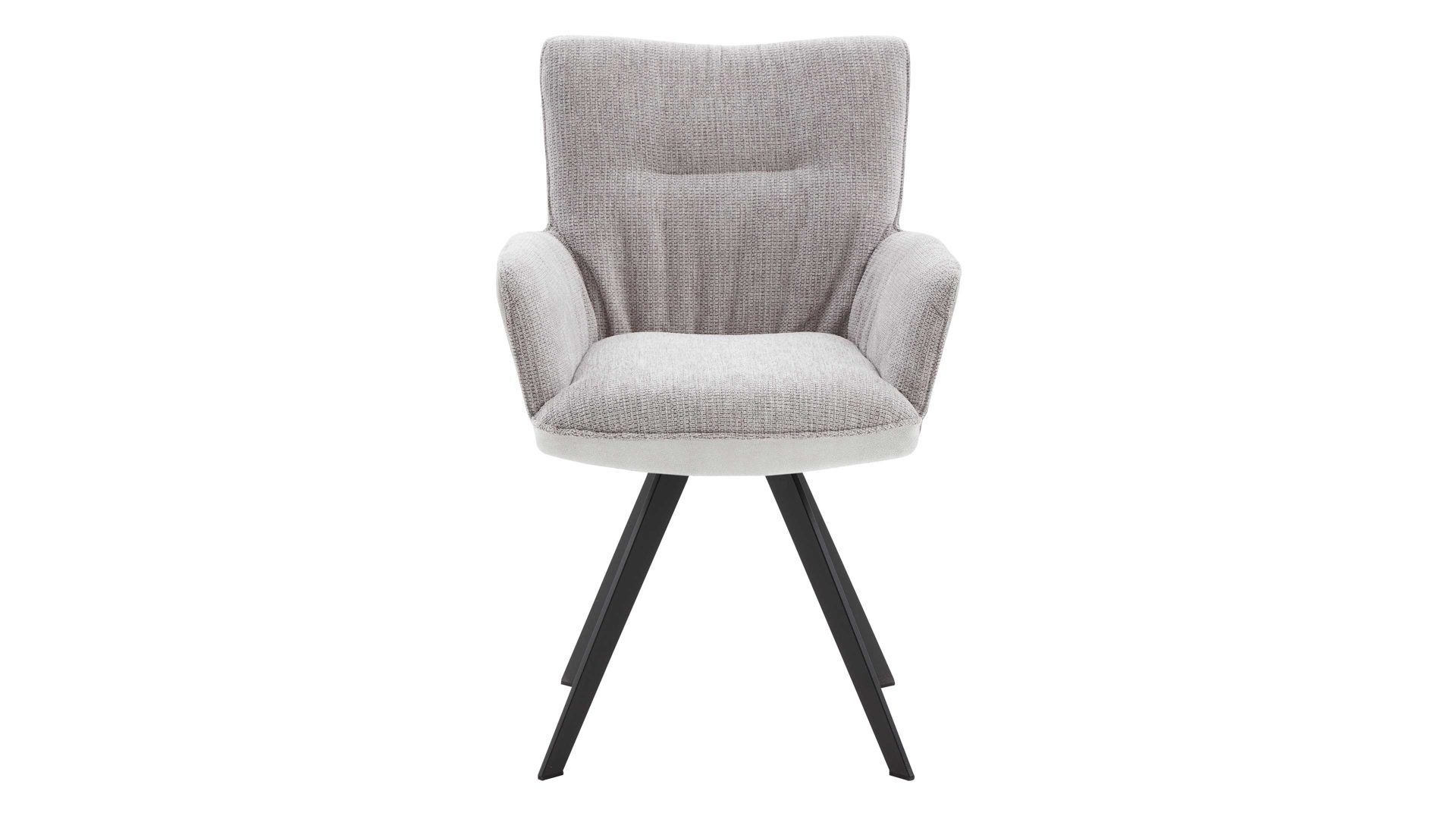 Polsterstuhl Interliving aus Stoff in Hellgrau Interliving Esszimmer Serie 5111 – Schalensessel 9222-04 Rückholfunktion - platinfarbene Bezugkombi 959 & schwarzes Eisen