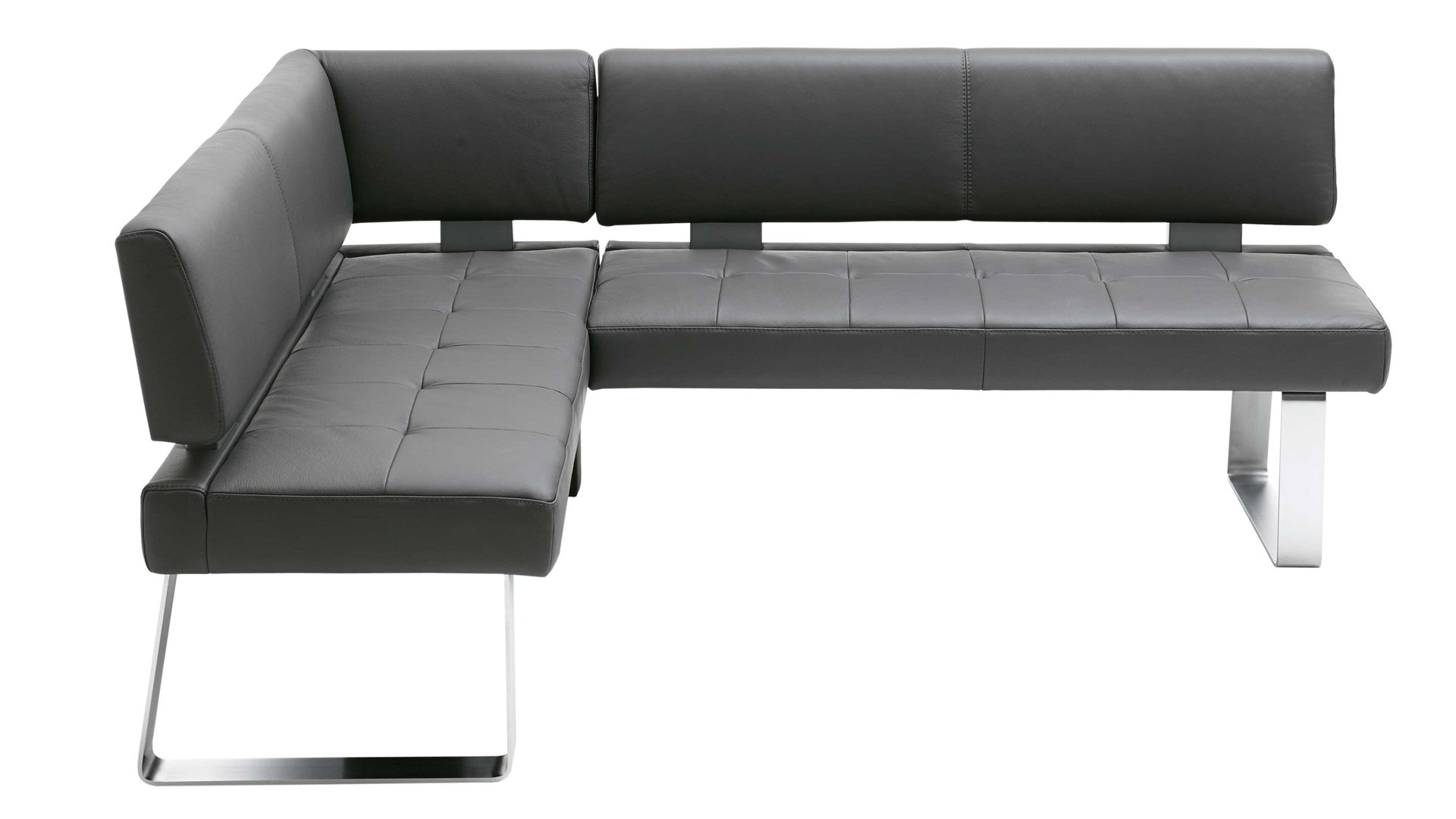 Eckbank modulmaster aus Leder in Dunkelgrau Modulmaster Game 1 - Eckbank grauer LongLife-Dicklederbezug Bronco 88 – Stellfläche ca. 157 x 203 cm