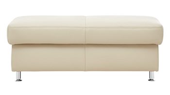 Polsterhocker modulmaster aus Leder in Beige Modulmaster MM-PN1049 - XXL-Hocker ecrufarbenes Leder Torro & Metallfüße - ca. 130 x 65 cm