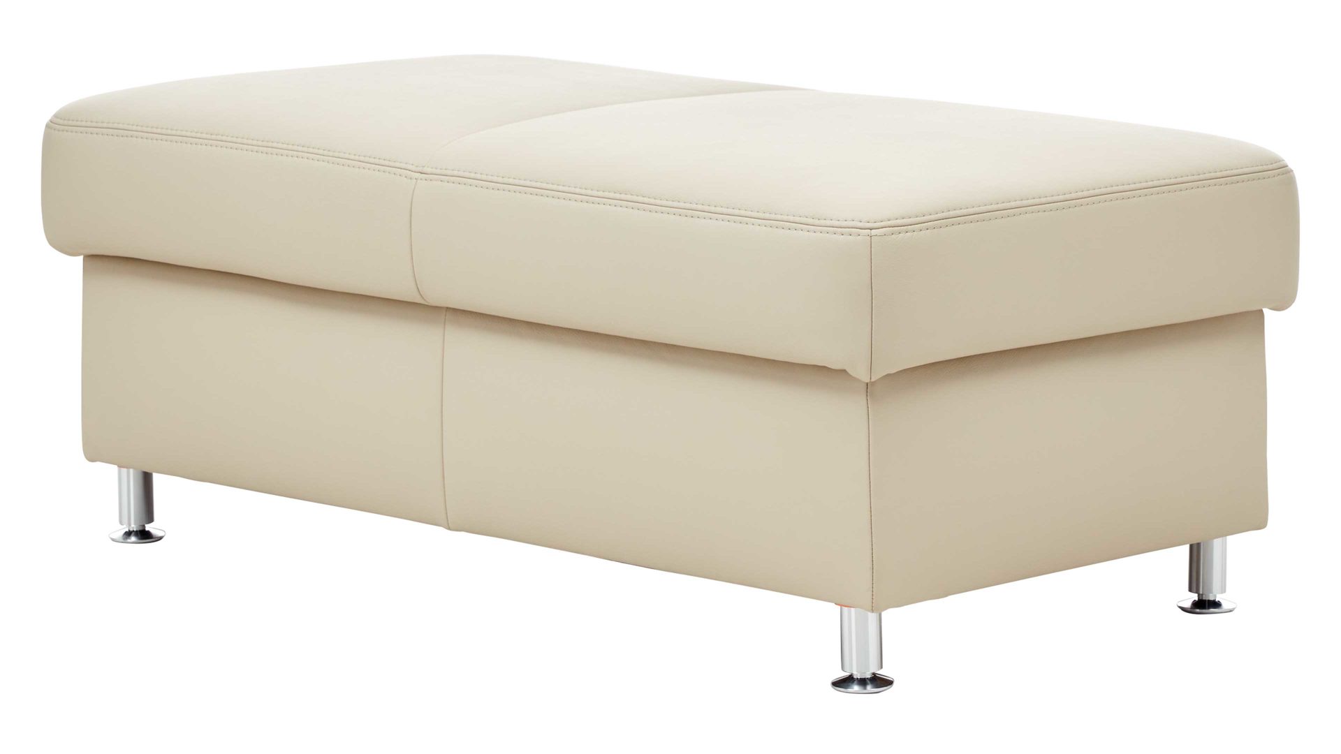 Funktionshocker modulmaster aus Leder in Beige Modulmaster MM-PN1049 - XXL-Funktionshocker aufklappbar - ecrufarbenes Leder Torro & Metallfüße