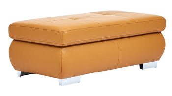 Funktionshocker modulmaster aus Leder in Orange Modulmaster MM-PN1044 - Funktionshocker als Sitzmöbel kurkumafarbenes Leder Vivre & Rollenfüße – ca. 129 x 64 cm