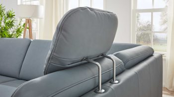 Kopfstütze modulmaster aus Leder in Hellblau Modulmaster MM-PN1059 - Comfortkopfstütze CKS stahlblaues Leder Belvita - ca. 44 x 32 cm