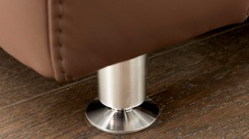 Polsterhocker modulmaster aus Leder in Dunkelbraun Modulmaster MM-PN1059 - Polsterhocker Ho moccafarbenes Leder Torro & Metallfüße - ca. 65 x 65 cm