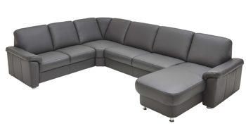 Ecksofa modulmaster aus Leder in Anthrazit Modulmaster MM-PN1059 - Wohnlandschaft anthrazitfarbenes Leder Belvita & Metallfüße – Stellfläche ca. 240 x 336 cm