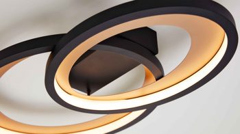 Deckenleuchte Interliving aus Metall in Schwarz Interliving Leuchten Serie 9337 - Deckenleuchte Mattschwarz & Gold – ca. 59 x 33 cm