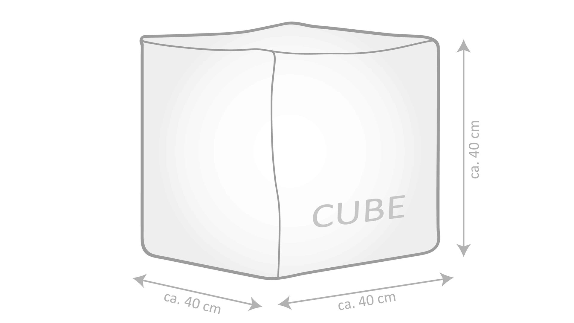 Sitzsack-Würfel Magma sitting point aus Kunstfaser in Schwarz SITTING POINT Sitzwürfel cube scuba® schwarze Kunstfaser - ca. 40 x 40 x 40 cm