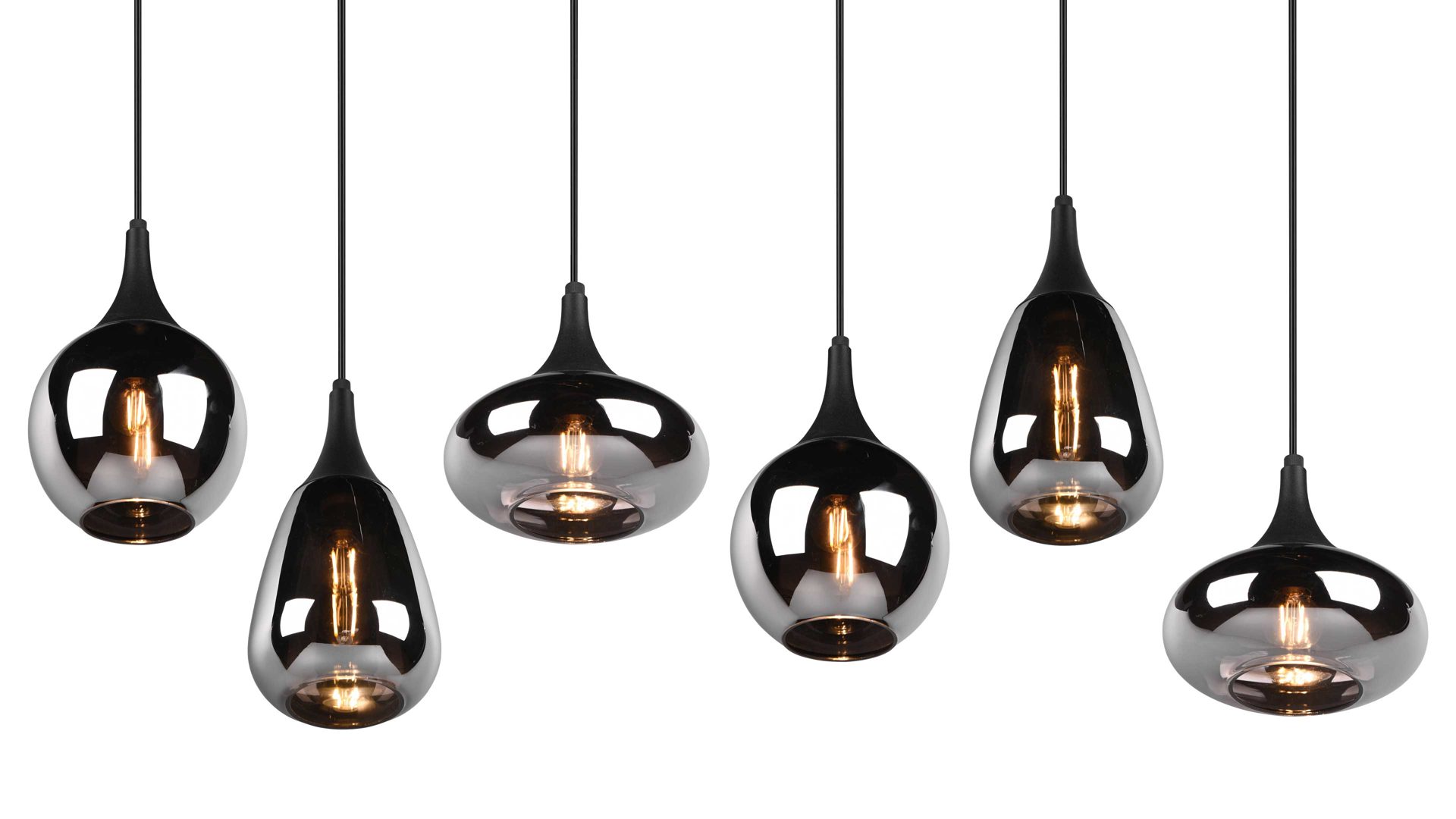 Pendelleuchte Trio lighting for you aus Glas in Chrom Trio Pendelleuchte Lumina schwarz & Glas - Breite ca. 93 cm