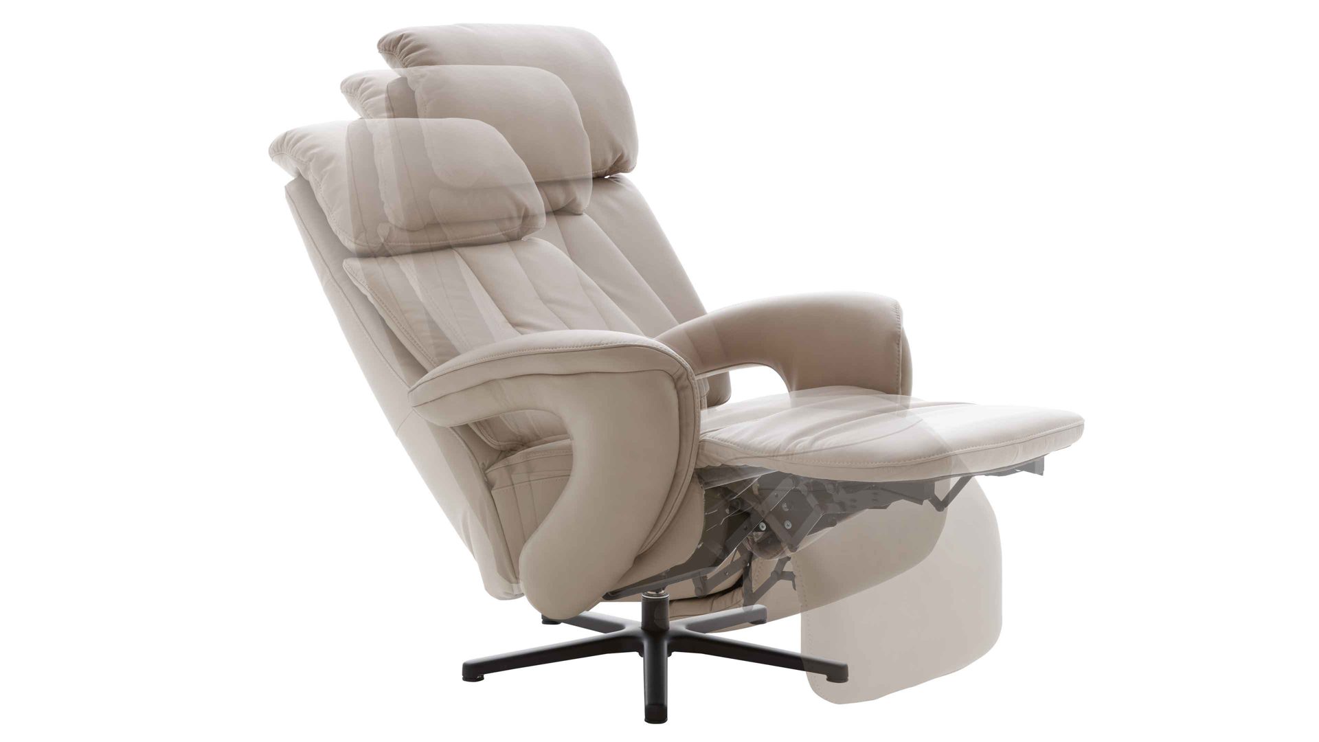 Relaxsessel comfortmaster besser sitzen, liegen, leben aus Leder in Hellgrau Comfortmaster CM-HU1157 - Relaxsessel B perlfarbenes LongLife-Leder Vivre & schwarzer Sternfuß - Ergonomie S