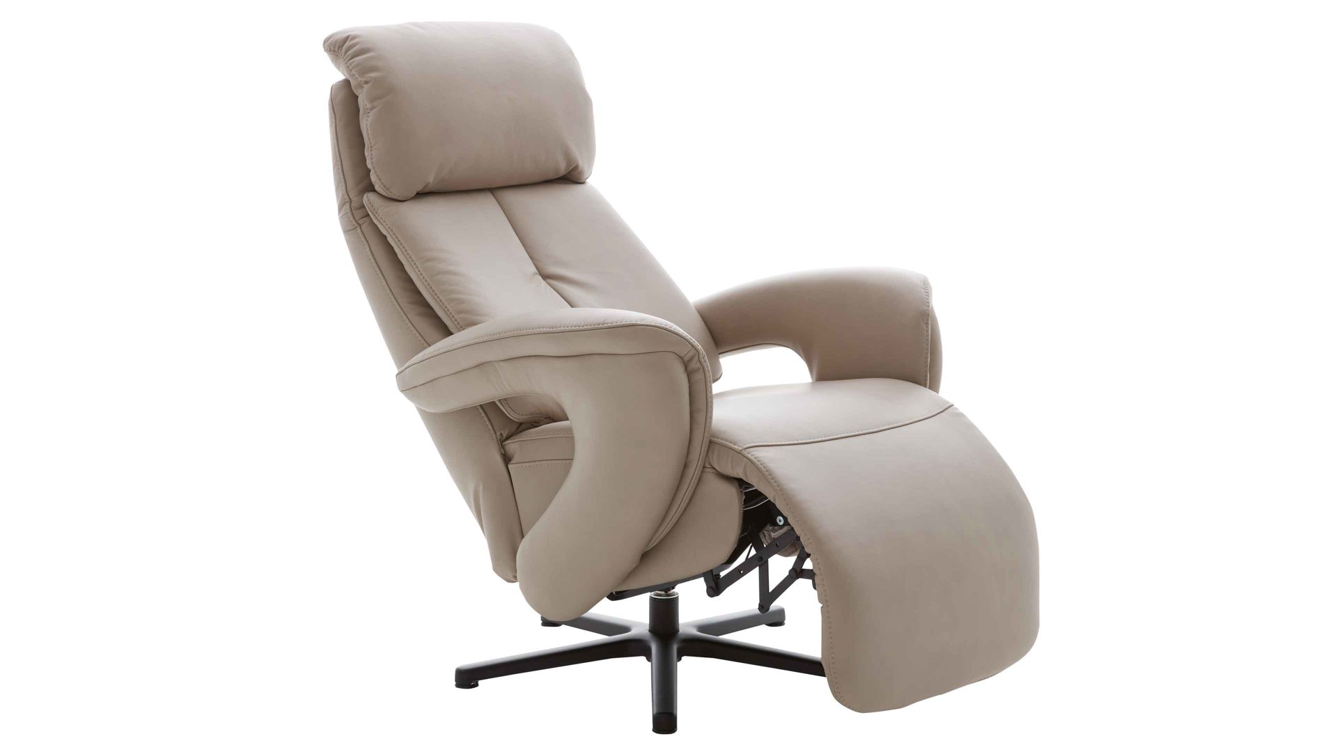 Relaxsessel comfortmaster besser sitzen, liegen, leben aus Leder in Hellgrau Comfortmaster CM-HU1157 - Relaxsessel B perlfarbenes LongLife-Leder Vivre & schwarzer Sternfuß - Ergonomie S