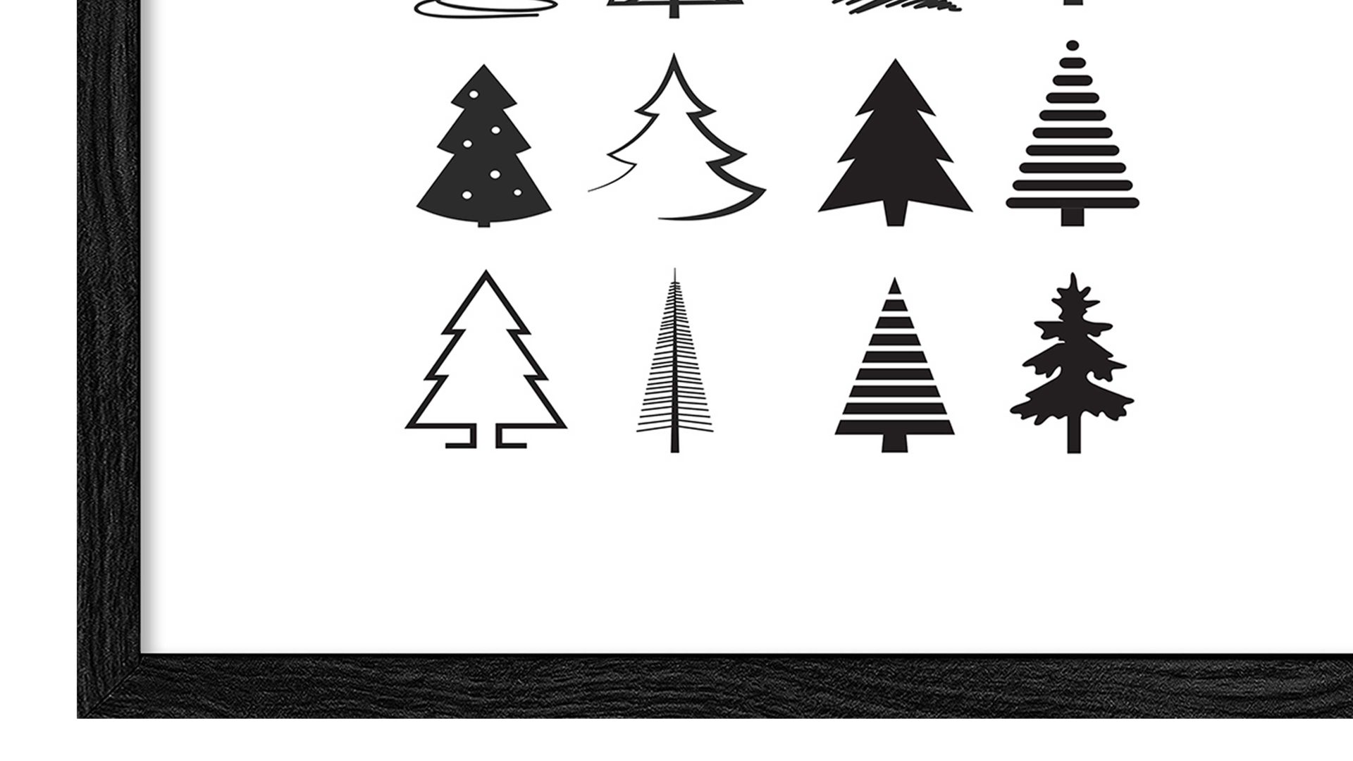 Kunstdruck Pro®art bilderpalette aus Karton / Papier / Pappe in Weiß PRO®ART Kunstdruck Christmas 3 Weiß & Schwarz - ca. 33 x 43 cm