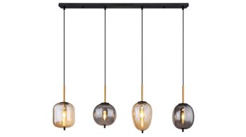 Pendelleuchte Globo lighting aus Glas in Schwarz GLOBO Leuchten Serie Blacky - Hängelampe Rauch, Amber & Schwarz - Länge ca. 100 cm