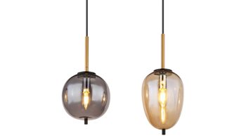 Pendelleuchte Globo lighting aus Glas in Schwarz GLOBO Leuchten Serie Blacky - Hängelampe Rauch, Amber & Schwarz - Länge ca. 100 cm