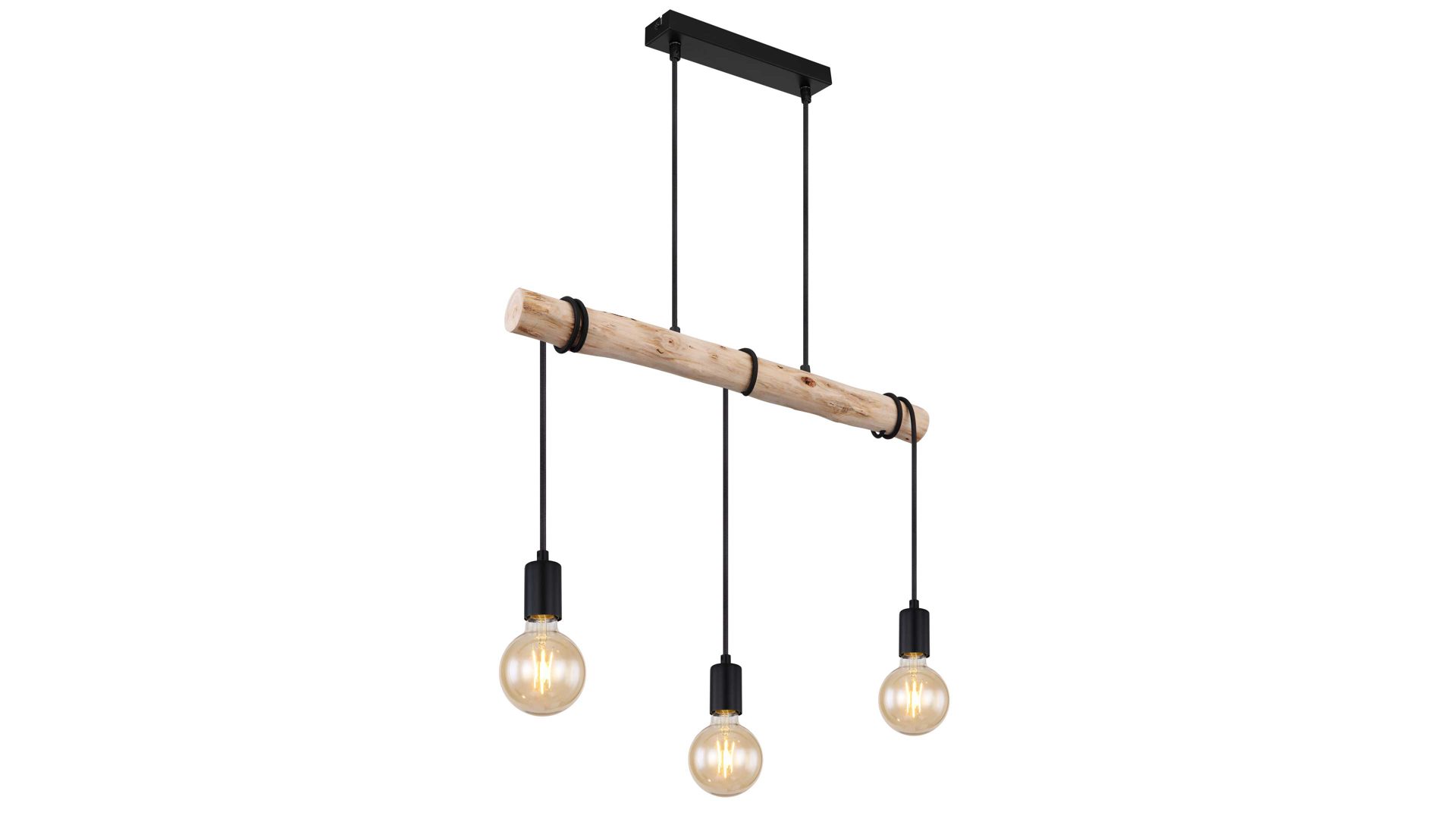 Pendelleuchte Globo lighting aus Holz in Holzfarben GLOBO Hängeleuchte Gregor Holz & schwarzes Metall - Länge ca. 60 cm