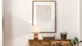 Tischleuchte Fh fischer & honsel aus Textil in Beige FH Tischleuchte Malik holzfarbener Beton & Leinen - Höhe ca. 35 cm