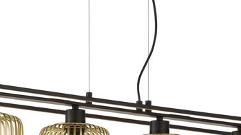 Pendelleuchte Fh fischer & honsel aus Metall in Schwarz FH Hängeleuchte Caydo Sandschwarz & Gold  - Länge ca. 110 cm