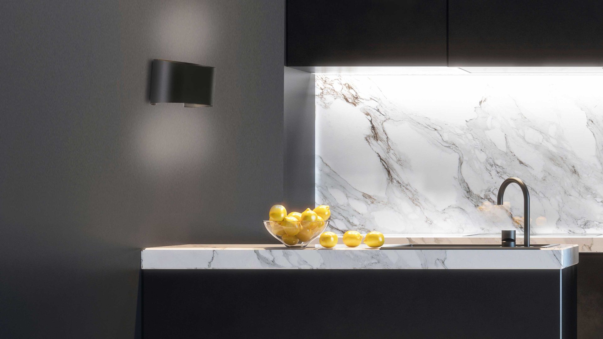 Wandleuchte Fh fischer & honsel aus Metall in Schwarz FH Außen-Wandleuchte Wall mattschwarzes Metall - Breite ca. 18 cm