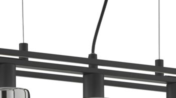 Pendelleuchte Fh fischer & honsel aus Glas in Dunkelgrau FH Hängeleuchte Iska Rauchglas & schwarzes Metall - Länge ca. 95 cm