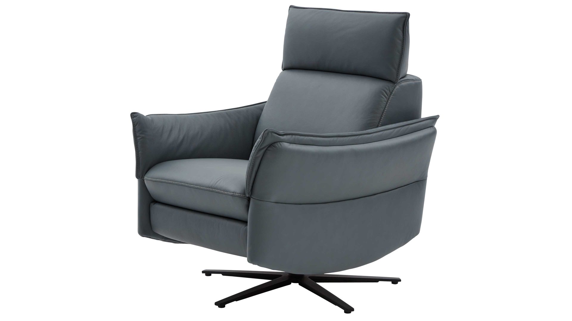 Relaxsessel comfortmaster besser sitzen, liegen, leben aus Leder in Hellblau Comfortmaster 7267 - Relaxsessel 24L44 manuell - seefarbenes LongLife-Leder & anthrazitfarbener Sternfuß