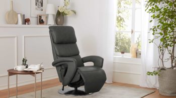 Relaxsessel comfortmaster besser sitzen, liegen, leben aus Leder in Anthrazit Comfortmaster CM-HU1060 – Relaxsessel B anthrazitfarbenes Leder Torro & Drehteller V6