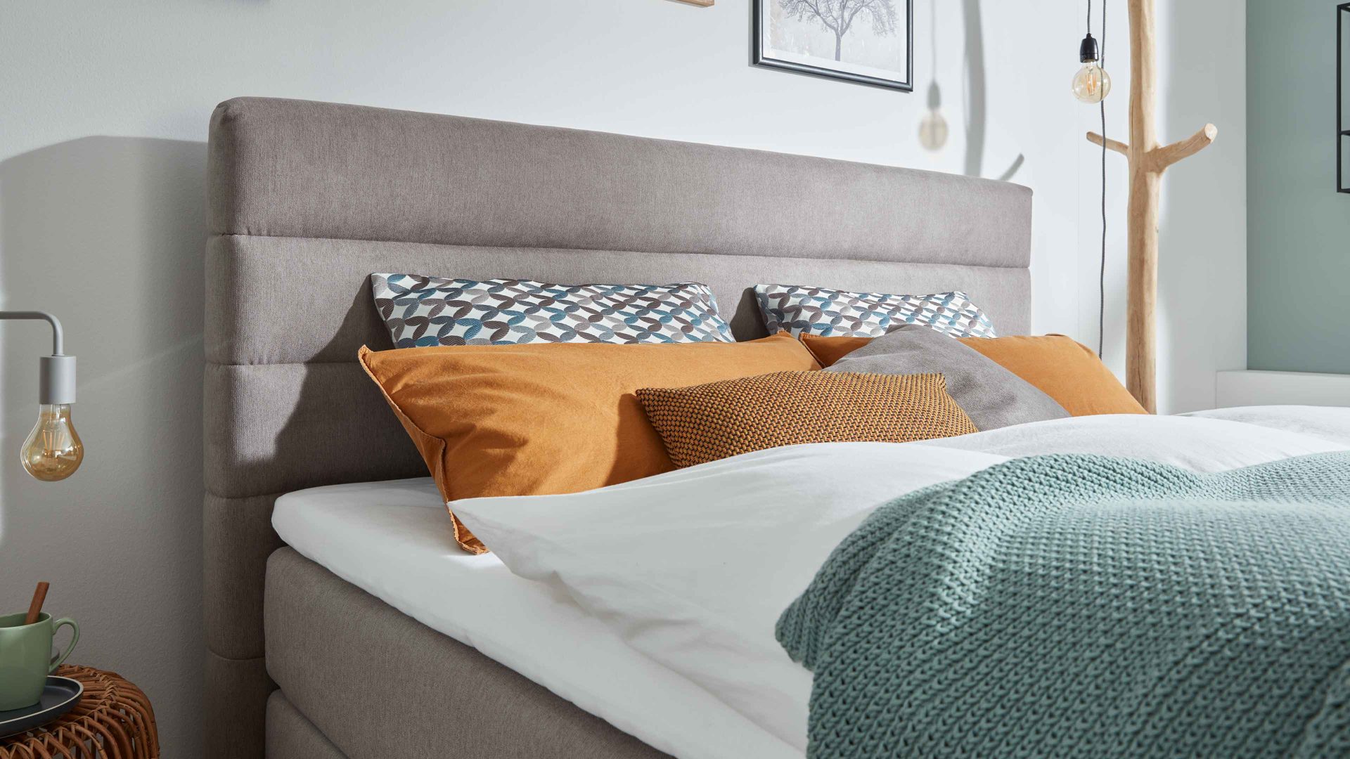 Boxspringbett comfortmaster besser sitzen, liegen, leben aus Stoff in Grau Comfortmaster OC-BX21014 - Boxspringbett granitfarbene Mikrofaser Nele 432002 – Liegefläche ca. 180 x 200 cm