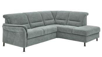 Ecksofa modulmaster aus Stoff in Hellblau Modulmaster MM-ZE1148 - Ecksofa stahlfarbener Bezug Milano & Fuß Z002-M01 - Stellfläche ca. 254 x 209 cm