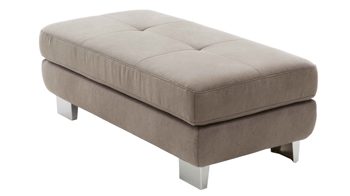 Polsterhocker modulmaster aus Stoff in Grau Modulmaster MM-MP1139 - XXL-Hocker graue Mikrofaser Saddle & glänzende Metallfüße - ca.  129 x 64 cm