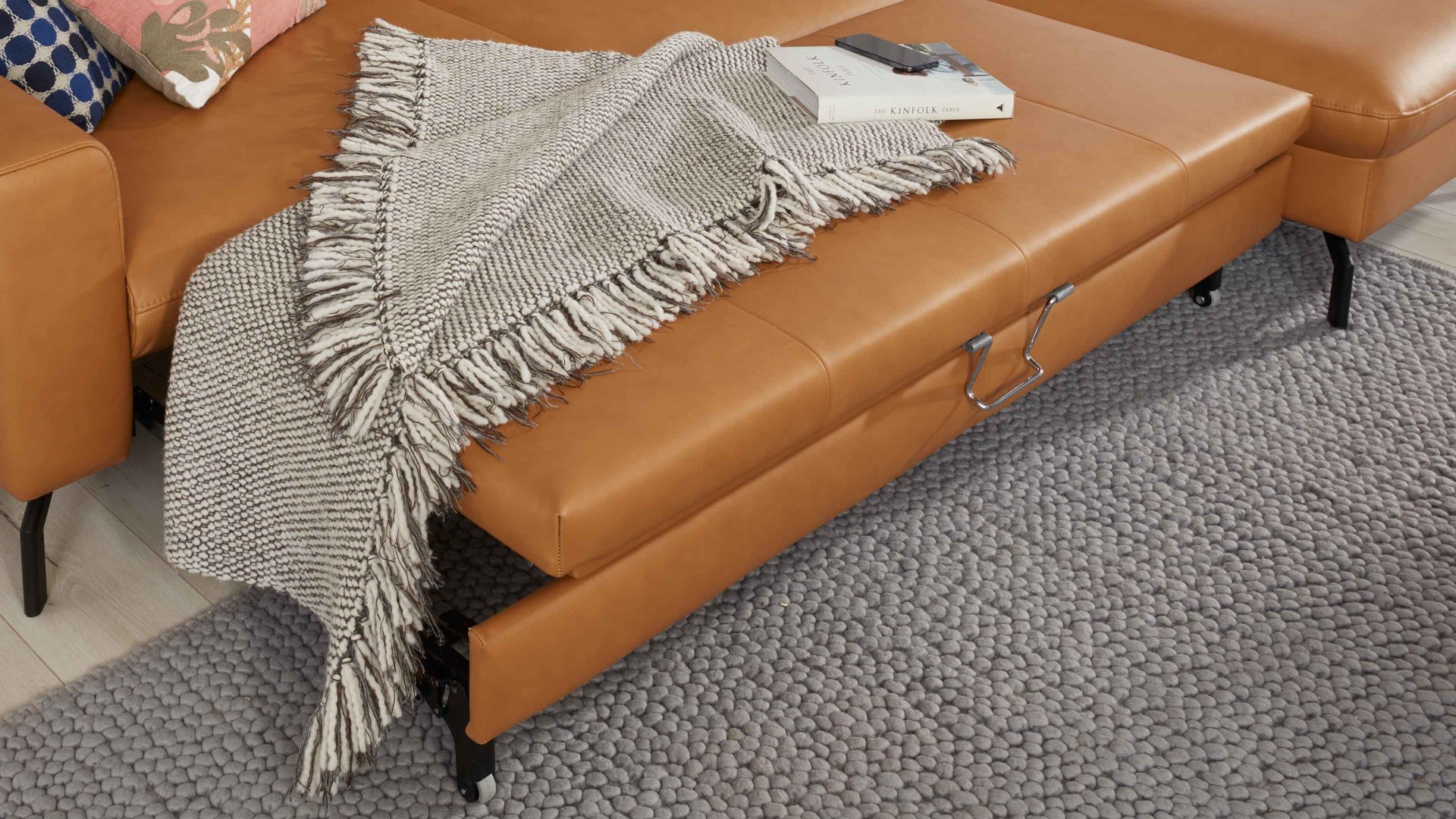 Mehrpreis modulmaster aus Leder in Orange Modulmaster MM-PN1126 - lederbezogene Liegefläche kurkumafarbenes Leder Torro