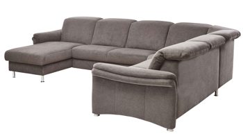 Ecksofa modulmaster aus Stoff in Dunkelgrau Modulmaster MM-ZE1106 - Wohnlandschaft graue Chenille Belle & Alufüße - Stellfläche ca. 338 x 270 cm