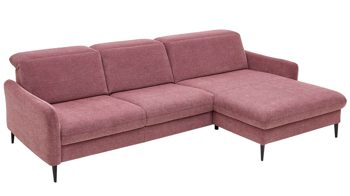 Ecksofa modulmaster aus Stoff in Rosa Modulmaster MM-ZE1130 - Ecksofa rosé Webstoff Famosa wine & schwarze Alufüße - Stellfläche ca. 270 x 194 cm