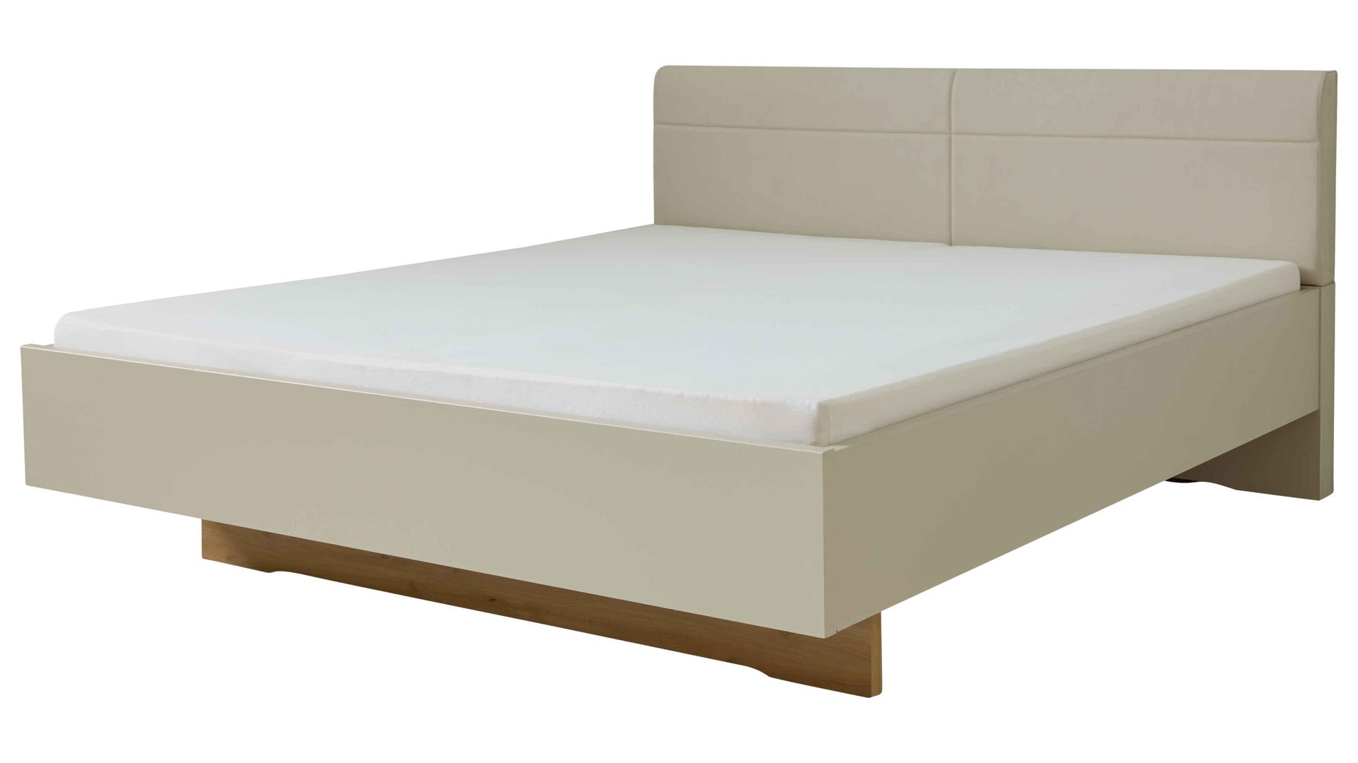 Bettgestell Interliving aus Holz in Hellgrau Interliving Schlafzimmer Serie 1026 – Bettgestell Champagner & Eiche bianco - Liegefläche ca. 180 x 200 cm