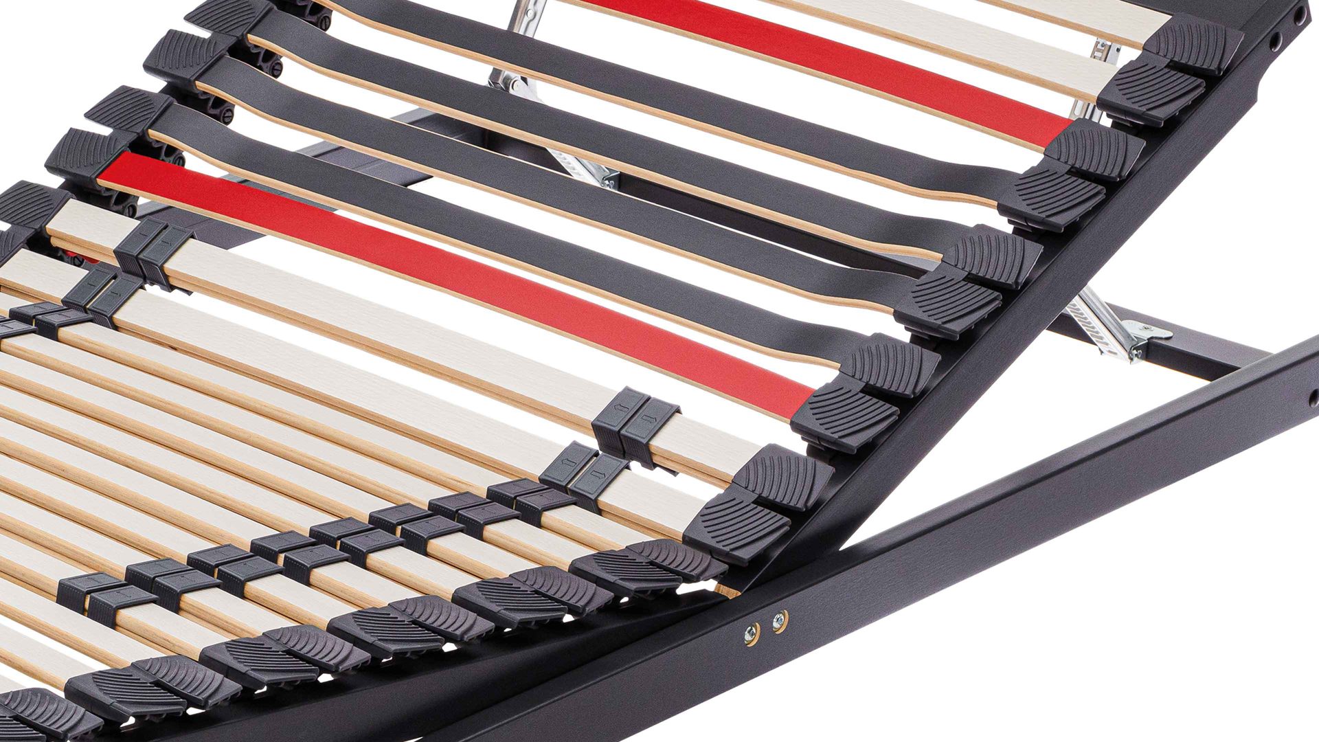 Lattenrost Interliving aus Holz in Anthrazit Interliving Lattenrost Serie 1950 mit Hebehilfe mit Hebehelfe manuell verstellbar – Liegefläche ca. 80 x 200 cm