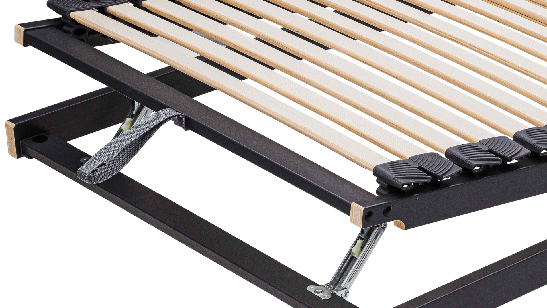 Lattenrost Interliving aus Holz in Anthrazit Interliving Lattenrost Serie 1950 - V6555 mit Hebehilfe manuell verstellbar – Liegefläche ca. 100 x 220 cm