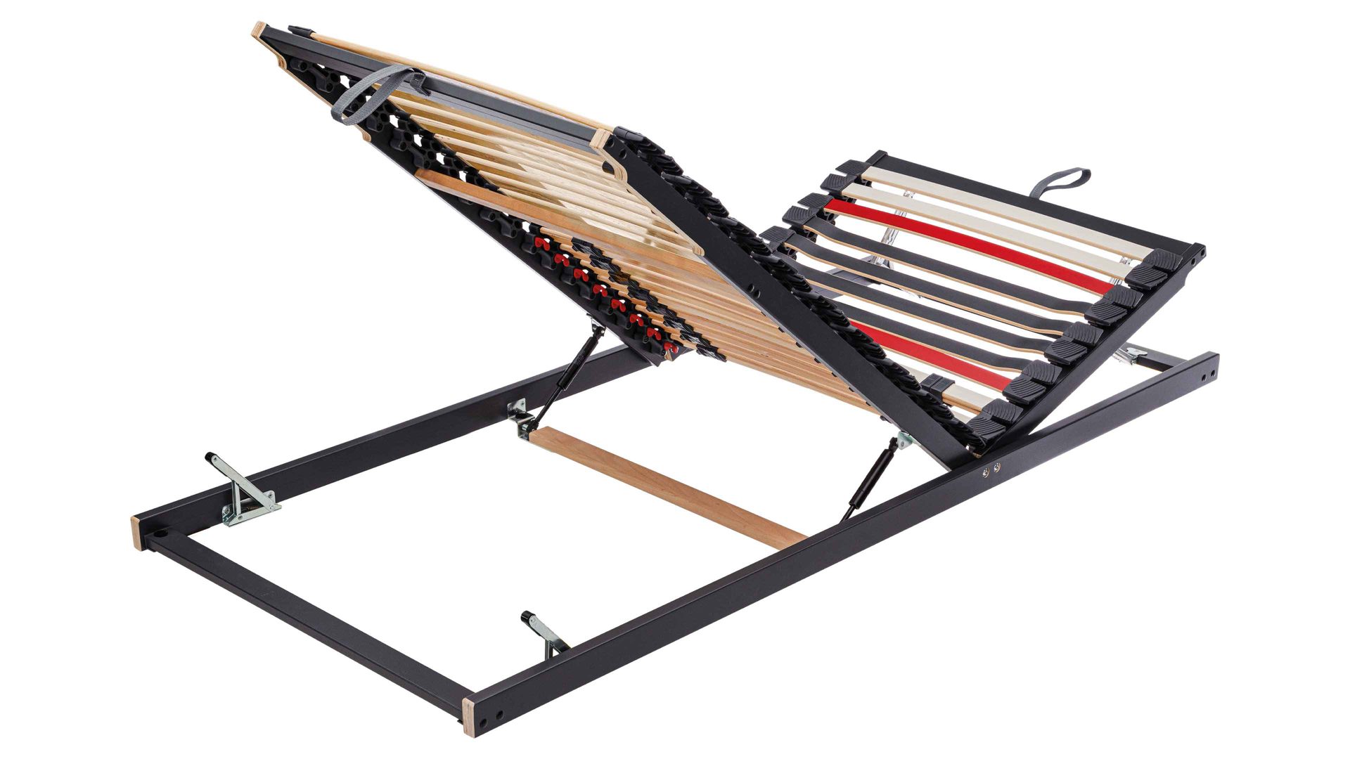 Lattenrost Interliving aus Holz in Anthrazit Interliving Lattenrost Serie 1950 mit Hebehilfe manuell verstellbar – Liegefläche ca. 100 x 220 cm