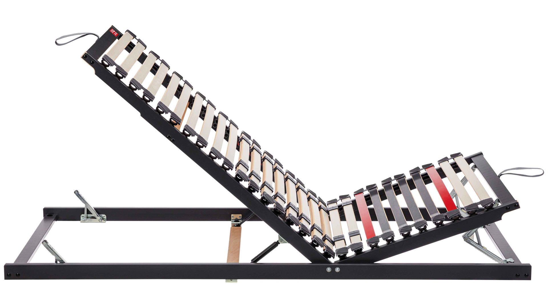 Lattenrost Interliving aus Holz in Anthrazit Interliving Lattenrost Serie 1950 - V6555 mit Hebehelfe manuell verstellbar – Liegefläche ca. 80 x 220 cm