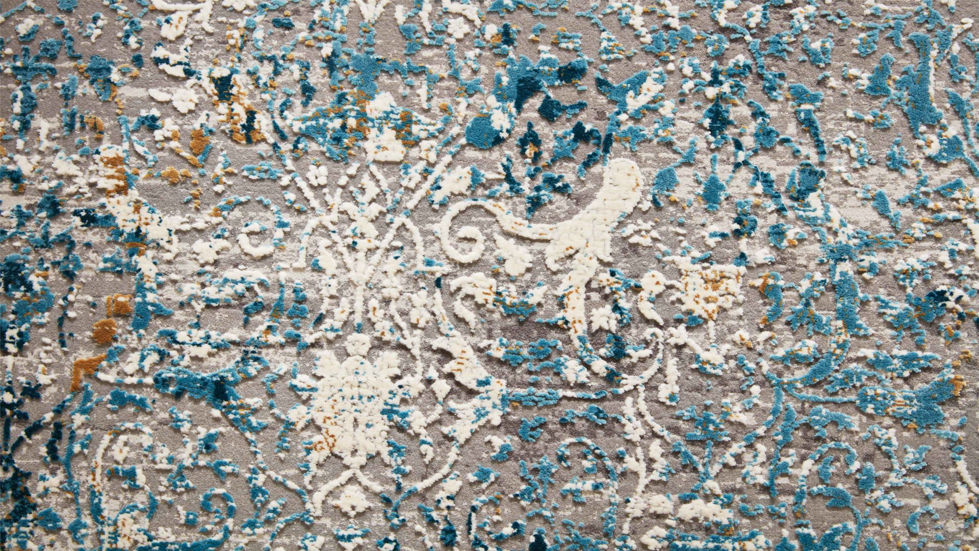 Webteppich Interliving aus Mischgewebe in Blau Interliving Teppich Serie L-8700 Grau-Blau – ca. 80 x 150 cm