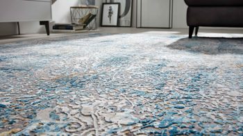 Webteppich Interliving aus Mischgewebe in Blau Interliving Teppich Serie L-8700 Grau-Blau – ca. 80 x 150 cm