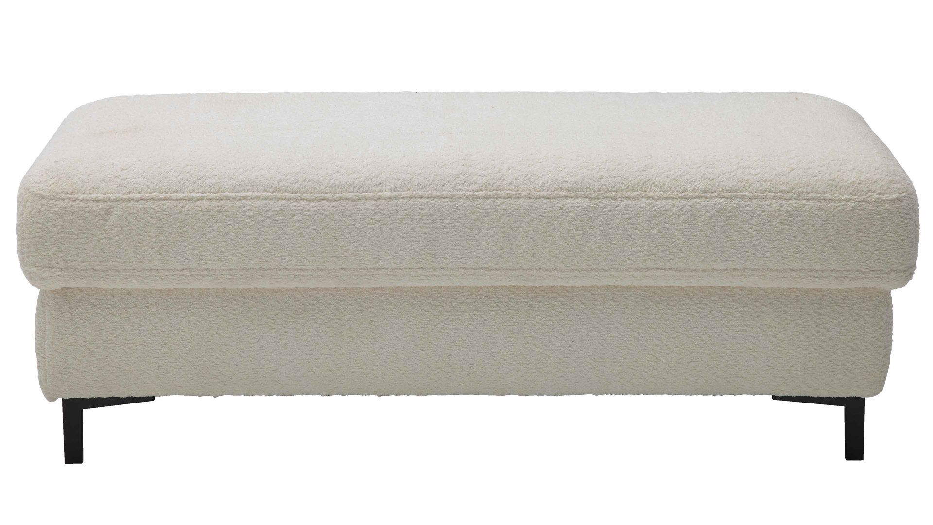 Funktionshocker Interliving aus Stoff in Weiß Interliving Sofa Serie 4054 – Funktionshocker naturweiße Chenille & schwarze Metallfüße – ca. 130 x 60 cm