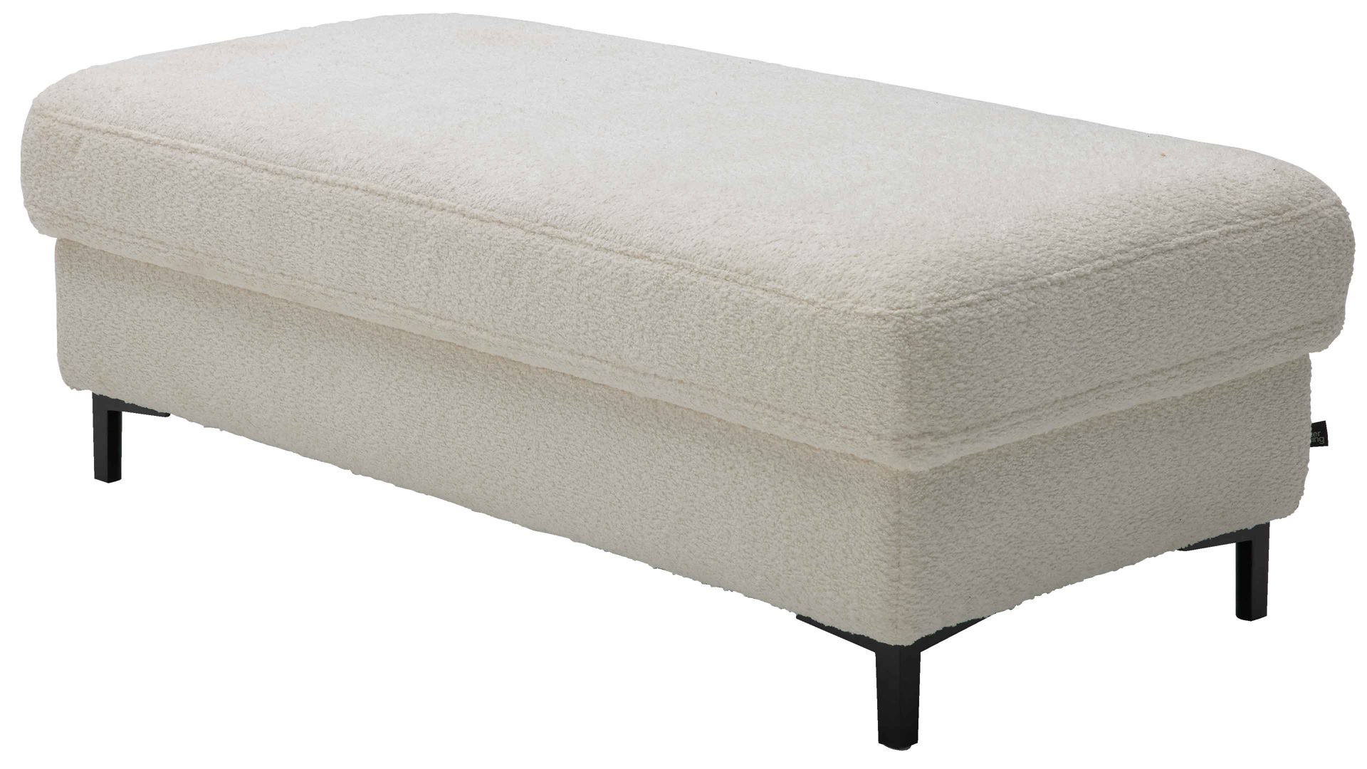 Funktionshocker Interliving aus Stoff in Weiß Interliving Sofa Serie 4054 – Funktionshocker naturweiße Chenille & schwarze Metallfüße – ca. 130 x 60 cm