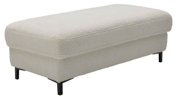 Funktionshocker Interliving aus Stoff in Weiß Interliving Sofa Serie 4054 – Funktionshocker naturweiße Chenille & schwarze Metallfüße – ca. 130 x 60 cm