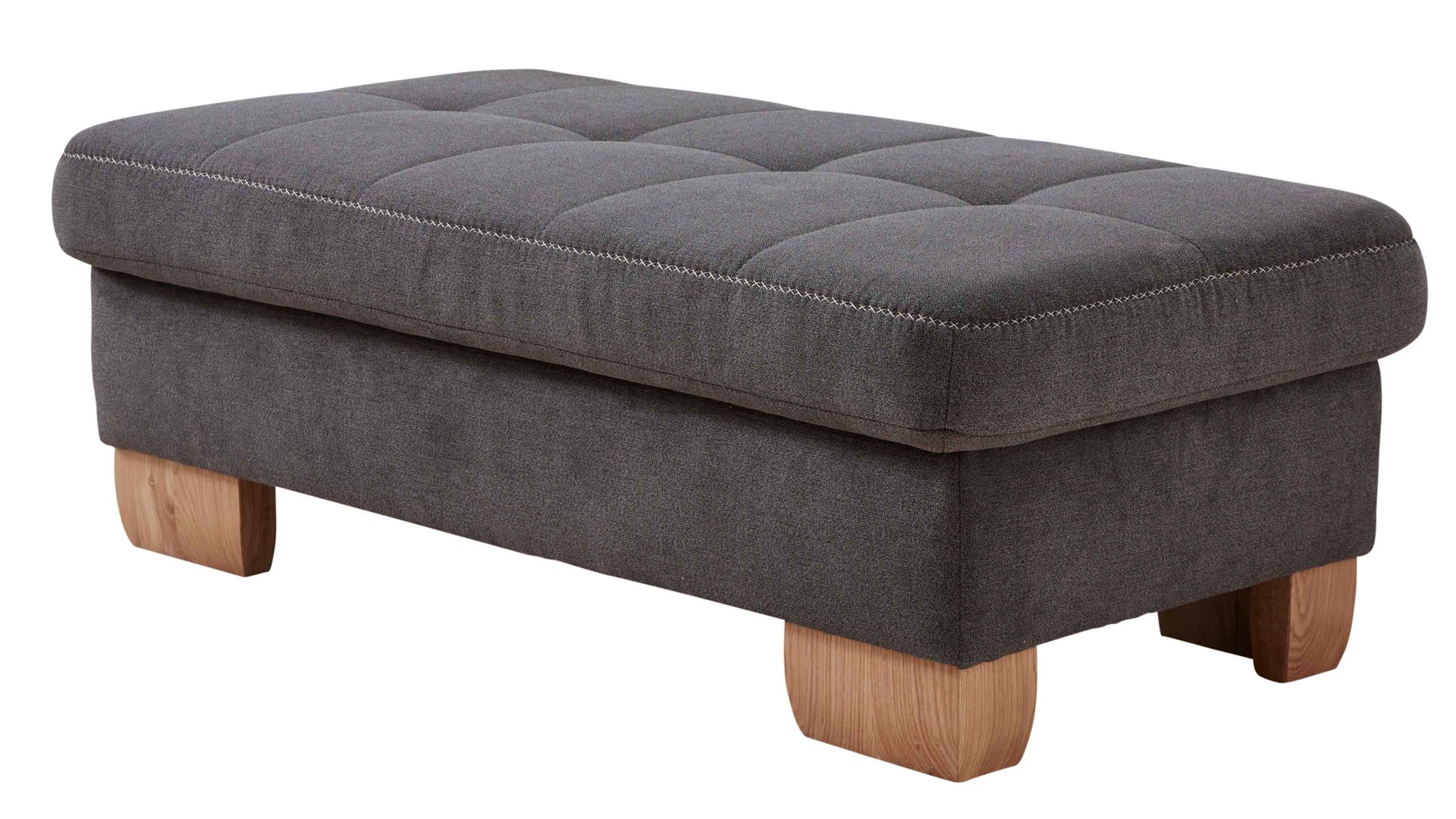 Funktionshocker modulmaster aus Stoff in Grau Modulmaster MM-PP1058 - XXL-Funktionshocker schieferfarbene Mikro-Chenille Charly & Wildeiche – ca. 130 x 65 cm