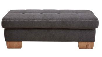 Polsterhocker modulmaster aus Stoff in Grau Modulmaster MM-PP1058 - XXL-Hocker schieferfarbene Mikro-Chenille Charly & Wildeiche – ca. 130 x 65 cm