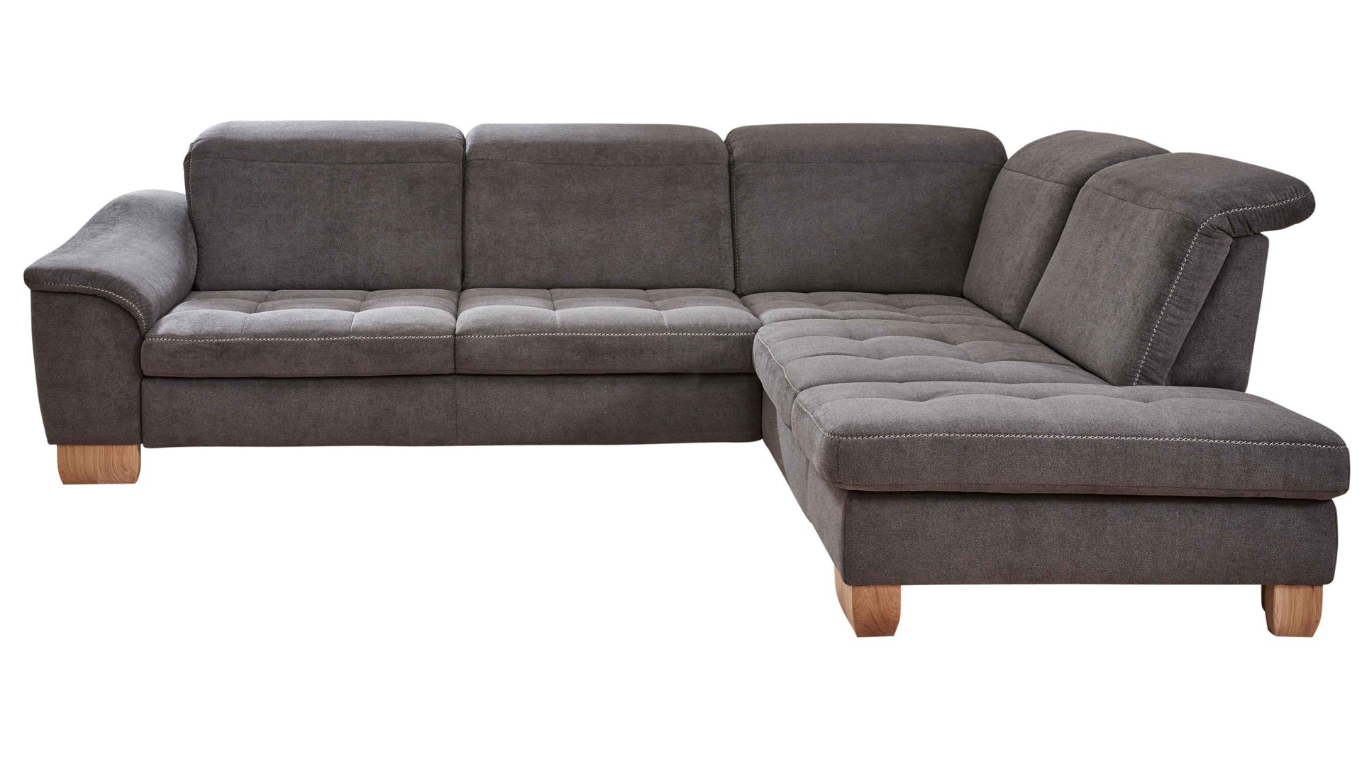 Ecksofa modulmaster aus Stoff in Grau Modulmaster MM-PP1058 - Ecksofa schieferfarbene Mikro-Chenille Charly & Wildeiche – Stellfläche ca. 273 x 243 cm
