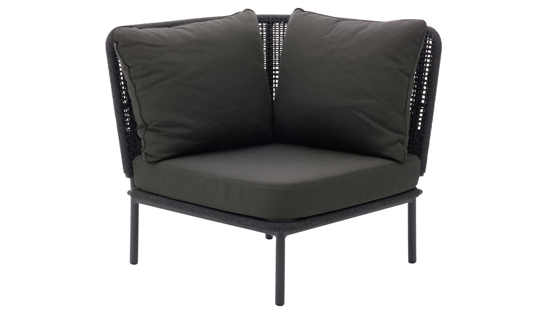 Gartensofa Interliving aus Kunstfaser in Dunkelgrau Interliving Gartenmöbel Serie 7005 - Eckmodul G709 graues Kordelgeflecht & dunkelgrauer Olefinbezug - ca. 78 x 78 cm
