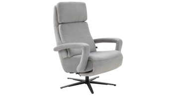 Relaxsessel Interliving aus Stoff in Hellgrau Interliving Sofa Serie 4541 – Relaxsessel manuell - silberfarbener Velours Joyce & Sternfuß V4S