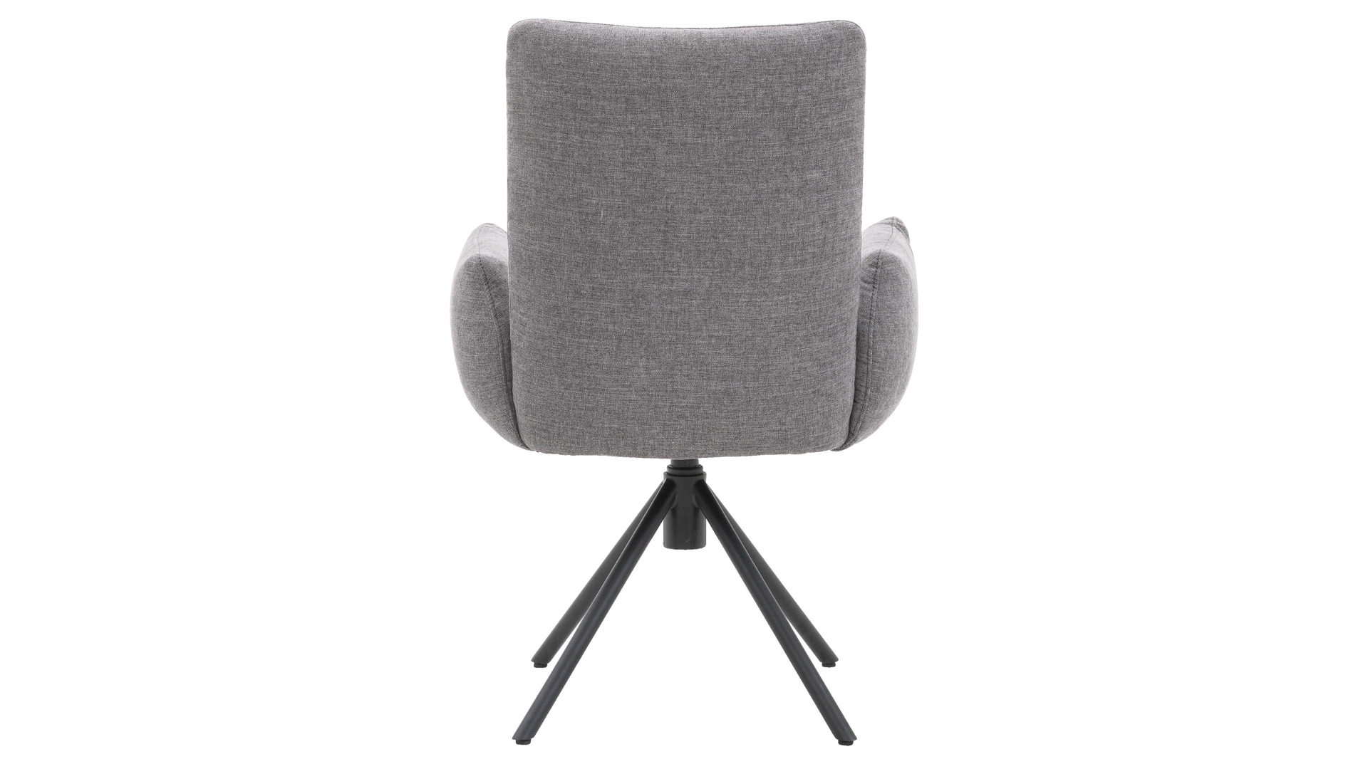 Polsterstuhl Interliving aus Stoff in Grau Interliving Esszimmer Serie 5504 - Armlehnstuhl grauer Bezug Concrete DCT 99 & schwarzer Drehfuß S 349