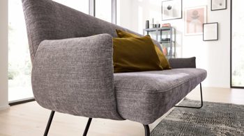Polsterbank Interliving aus Stoff in Grau Interliving Esszimmer Serie 5504 - Polsterbank grauer Bezug Concrete DCT 99 & schwarzes Kufengestell S 346 - Länge ca. 218 cm