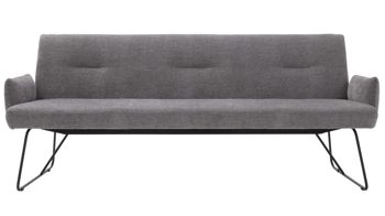 Polsterbank Interliving aus Stoff in Grau Interliving Esszimmer Serie 5504 - Polsterbank grauer Bezug Concrete DCT 99 & schwarzes Kufengestell S 346 - Länge ca. 218 cm